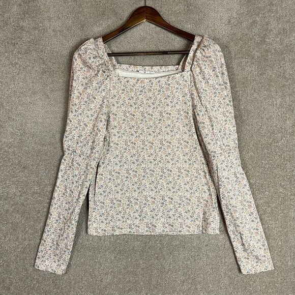 Splendid Josephine Sweatshirt Women's Medium Knit Top Floral Relaxed Puff Sleeve - Picture 3 of 11